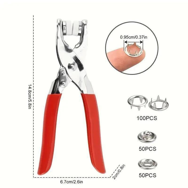 Five-prong Metal Snap Pliers Set Containing 100 Metal Snaps Suitable for DIY Clothing