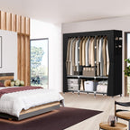 Portable steel-tube wardrobe for the bedroom, sturdy and durable portable hanging wardrobe