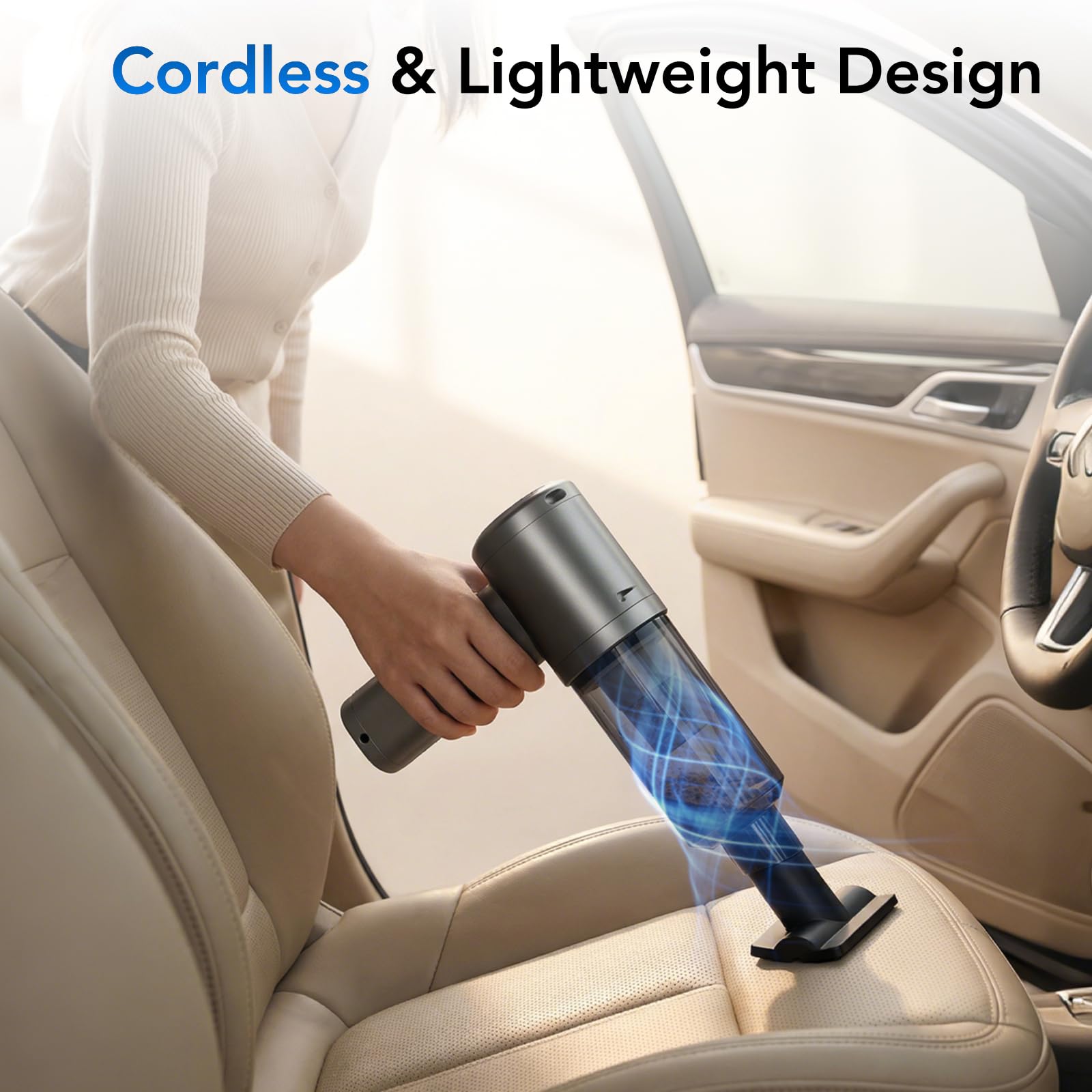 Portable Brushless-motor Car Vacuum Cleaner, Equipped with Multiple Nozzles