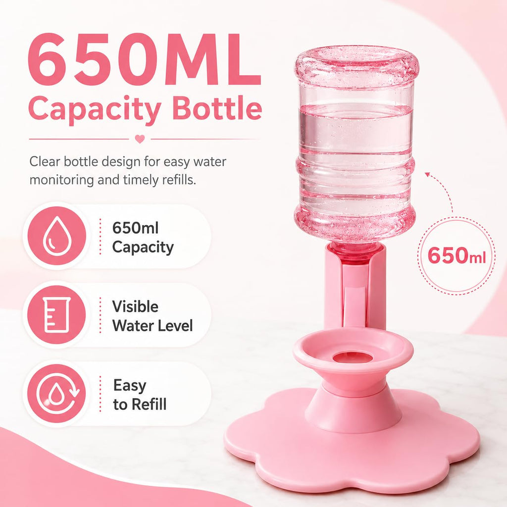 Water Dispenser for Cats Gravity Raised Cat Waterer with Clear Bottle