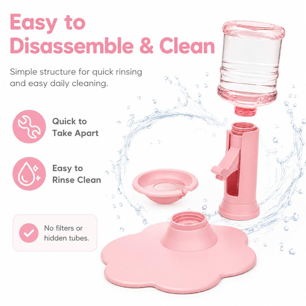 Water Dispenser for Cats Gravity Raised Cat Waterer with Clear Bottle