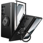 For Samsung Z Fold Series Aluminum Alloy Foldable Phone Case With Built-In 360° Rotating Magnetic Ring Kickstand