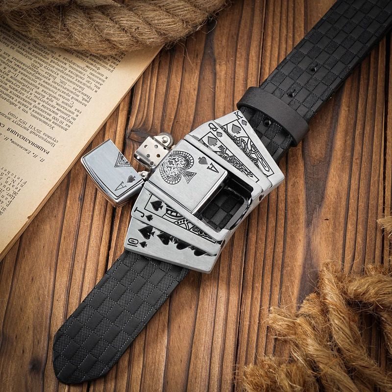 Men's Western-style Belt, Multi-functional Metal Buckle Self-defense Belt