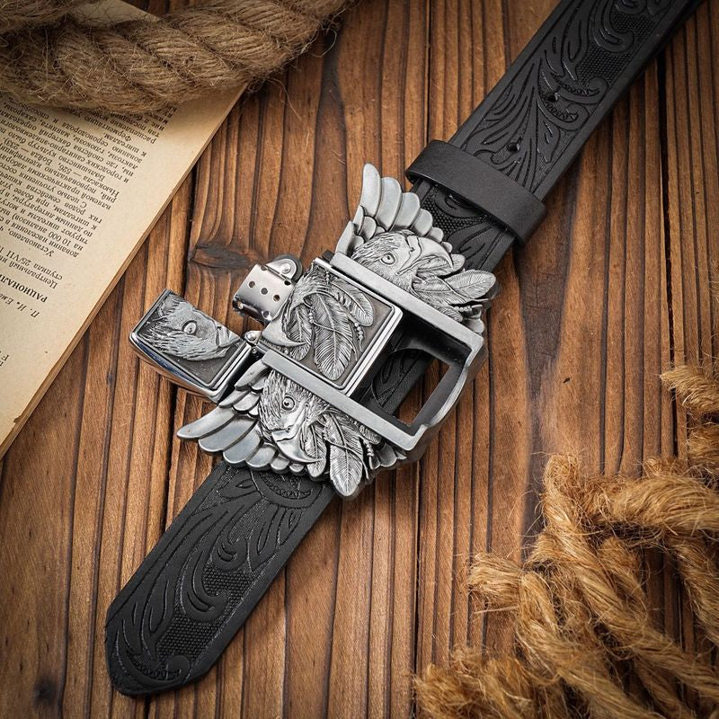 Men's Western-style Belt, Multi-functional Metal Buckle Self-defense Belt