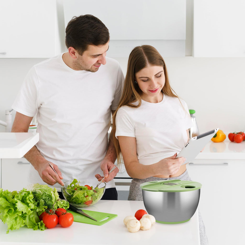 Large Stainless Steel Salad Spinner with 5 Blades