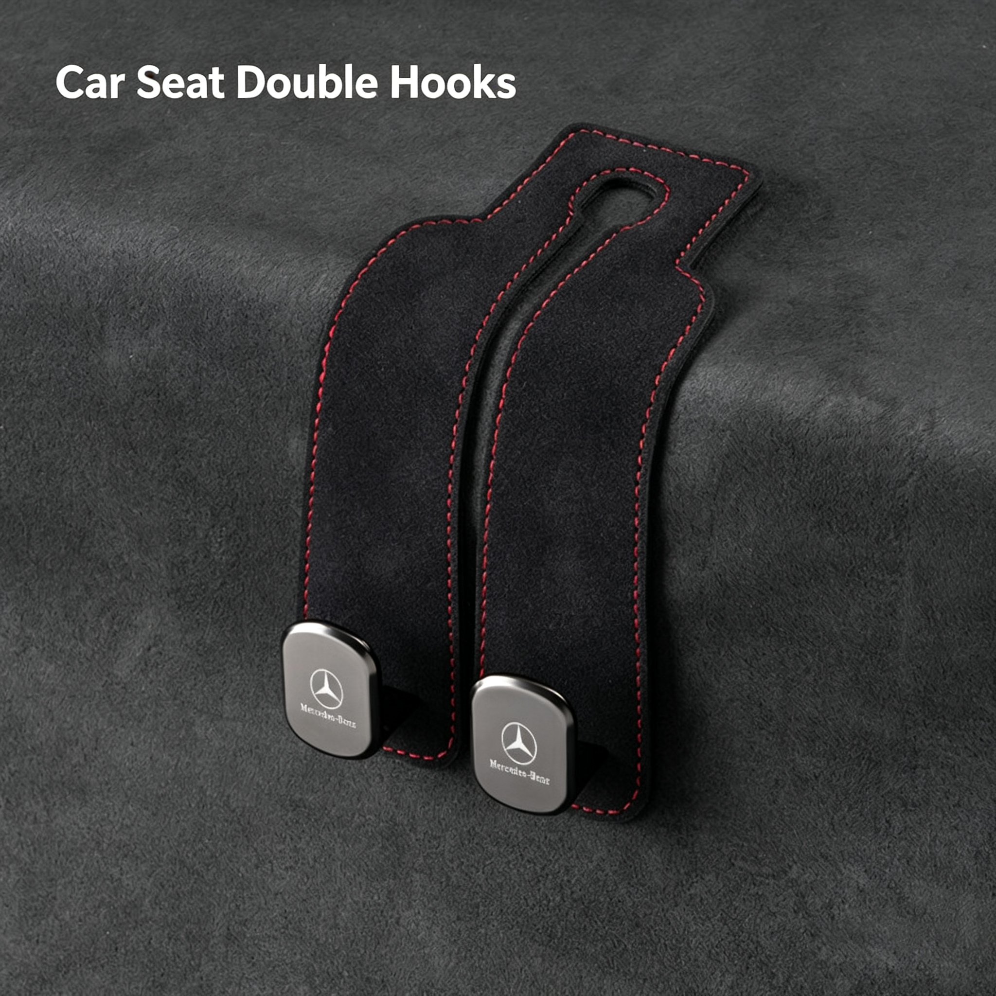 2-in-1 Suede Car Headrest Double Hooks Multi-Function Car Seat Back Organizer Hook for Bags, Purses, Water Bottles
