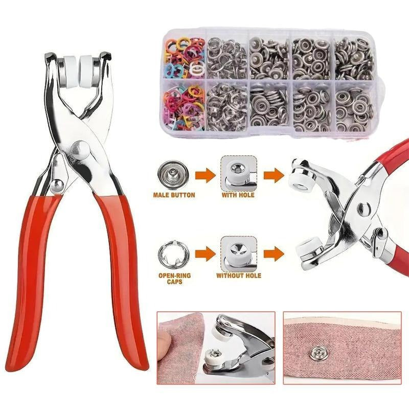 Five-prong Metal Snap Pliers Set Containing 100 Metal Snaps Suitable for DIY Clothing